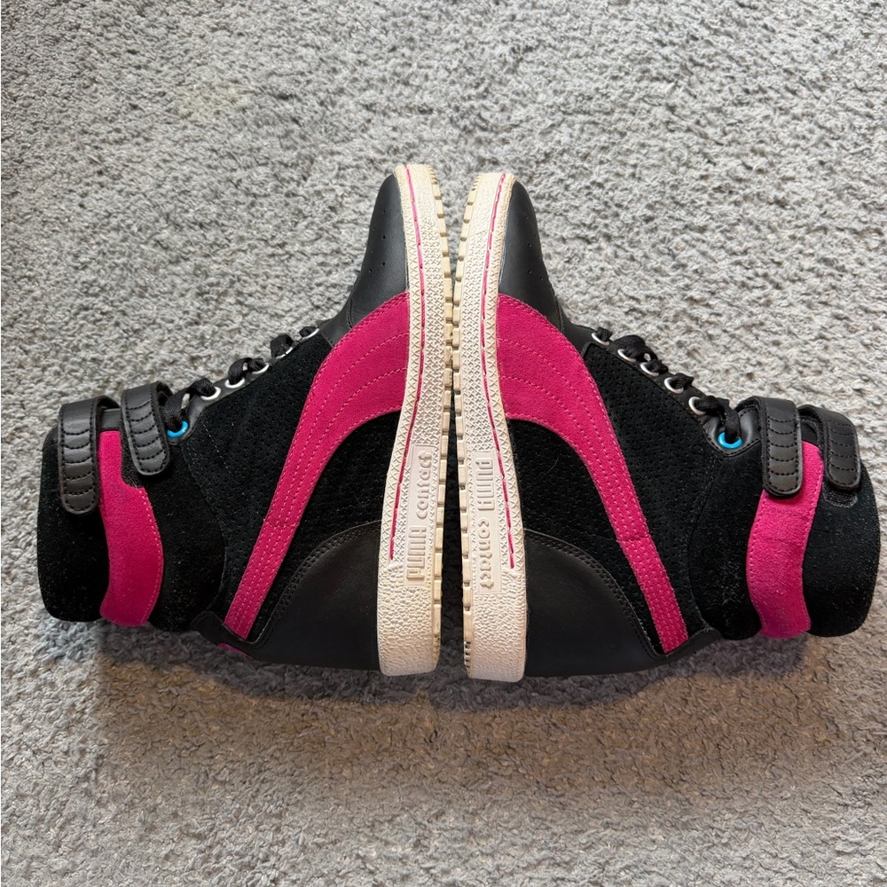 Women’s Puma Black High-Top Wedge Sneakers with Pink & Blue Accents - Picture 2 of 6